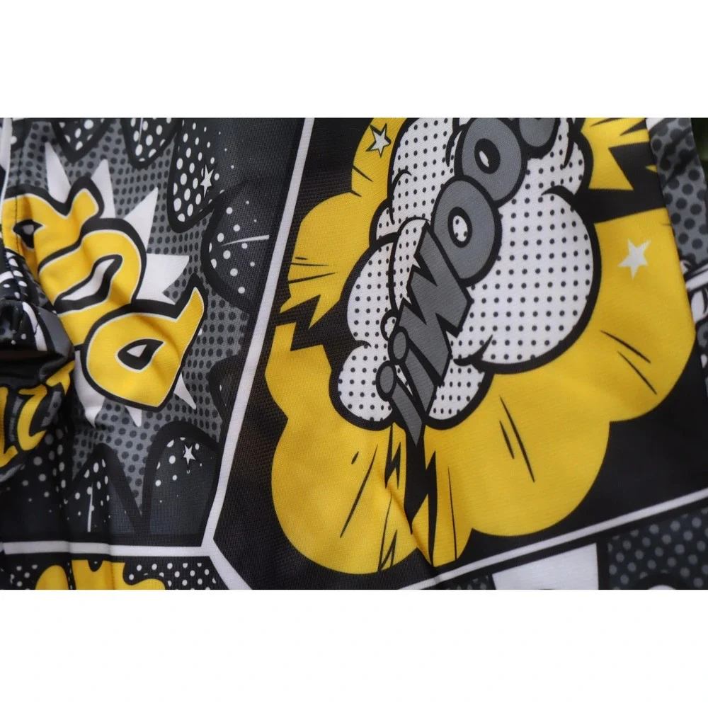 Oh Snap by drill clothing Co Mens Comic Pop Art Board Shorts Yellow Grey XL NWT